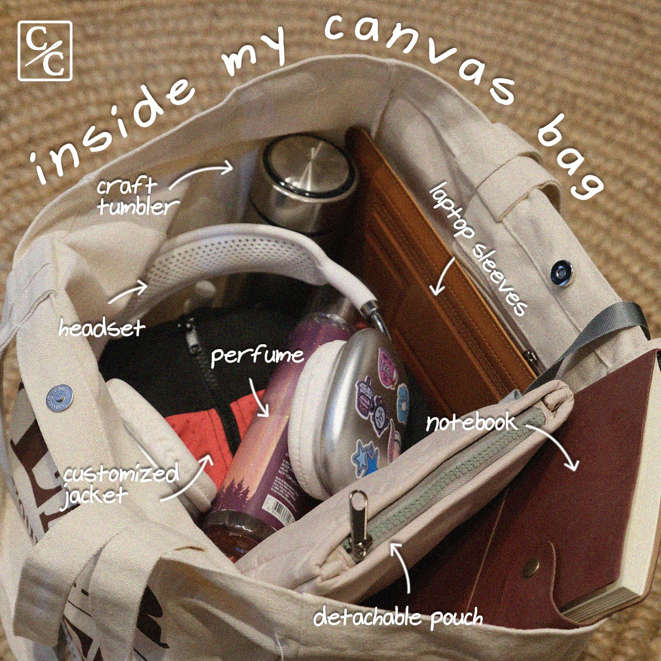 inside my canvas bag