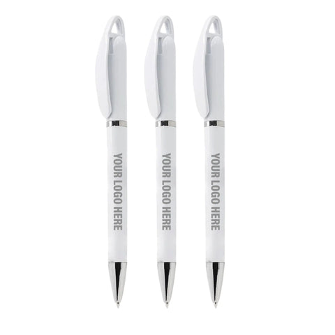 White Retractable Pen - Black Ink (BP10)