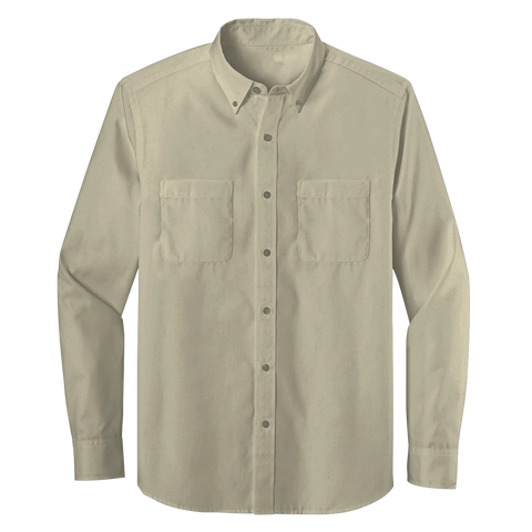 Long Sleeve Double Pocket Button-Down Polo (LL08)